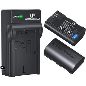 LP E6 LP-E6N Battery and Charger Pack, 2-Pack 2600mAh Battery Compatible with Canon EOS 90D,80D,70D,60D,60DA,7D Mark II,7D,6D Mark II,6D,5D Mark IV,5D Mark III,5D Mark II,5DS,5DS R,R5,R6 Cameras