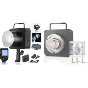 NEEWER Q4 400Ws Studio Flash Outdoor Strobe 2.4G TTL& QPRO-C Trigger Compatible with Canon, 1/8000 HSS/0.01-1.2s Recycle/21.6V 2800mAh Battery for Wedding Photography, Flash Tube Included