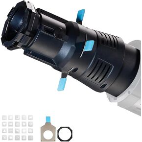 Spotlight Conical Optical Snoot kit for Flash Speedlite, Monolight Portraits，Bowens Mount Projector Attachment with 4 Color Filters and 25 Gobos, Compatible with Aputure Amaran, Godox SL60