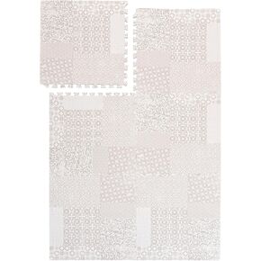 Premium Exercise & Baby Foam Play Mats (Totem Beige) and Zipper Storage Bag