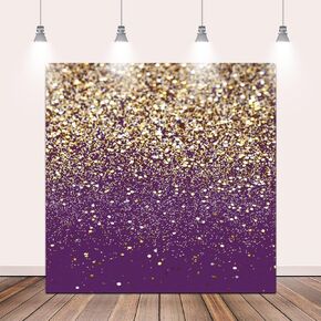 10x8ft Violet and Gold Glitter Party Backdrop for Birthday Bokeh Backdrop Wedding Prom Bridal Shower Photography Background Sparkle Glitter Golden Party Decoration