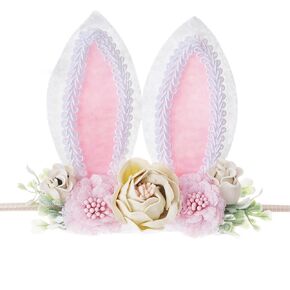 baotongle Bunny Headband Bunny Rose Ears Easter Headbands Baby Girls Flower Crown Spring Bunny Headbands Ideal for Easter Party