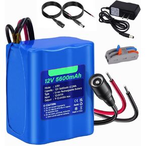 12V Rechargeable Li-ion Battery 7800mAh, Bare Leads Wire Battery Pack with Charger Compatible with 12V Devices, Robot Toys,RC Car, Solar Panels, DIY, LED Light Strip, CCTV Camera etc