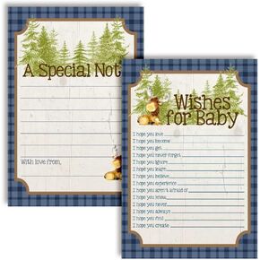 Amanda Creation Cute Moose Boy Baby Wishes Cards 20, 4"x6" - Great Keepsake and Fun Activity for Baby Showers - Wishes for Baby Keepsakes Last Generations - Fill-In, Double-Sided Cards
