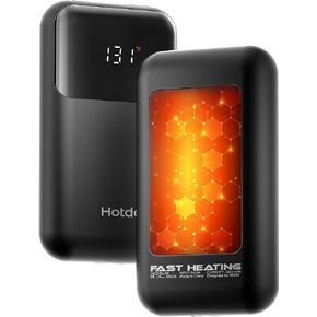 Hand Warmers Rechargeable with Gift Box, Electric Hand Warmer with LED Battery and Temperature Display, 4 Heating Levels Portable Pocket Heater, for Men, Women, Hunting