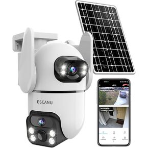 Dual Lens Security Cameras Wireless Outdoor for Home Security,WiFi,2-Way Audio,Night Vision,Motion Tracking,No mothly fee Cameras,IP65 Water Proof