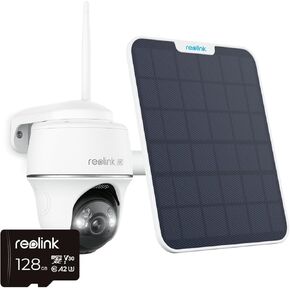 Reolink Argus PT Ultra Bundle - 4K PT with Solar Panel, 128GB SD Card, Security Camera Wireless Outdoor, Pan Tilt Solar Powered with 4K Night Vision, 2.4/5 GHz Wi-Fi, 2-Way Talk, Compatible with Alexa