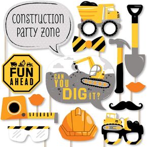 Big Dot of Happiness Dig It - Construction Party Zone - Baby Shower or Birthday Party Photo Booth Props Kit - 20 Count