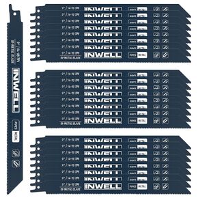 Reciprocating Saw Blades Set, 6 Inch 14/18TPI Blades for Metal Pipe, Angle Steel & Rebar Cutting, Pack of 8