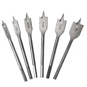 6PCS Spade Drill Bit Set Paddle Flat Bits, 3/8"-1",Hex Shank Quick Change Wood Drill Bit Set,Flat Wood Hole Cutter