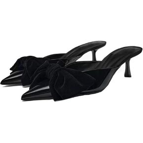 Kitten Heel Bow Mules for Women Slip On Mules