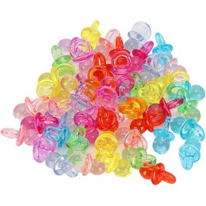 Pacifier acrylic baby ، 100pcs ملونة باسي باسي ، مصاصة أكريليك صغيرة لزخارف دش الطفل ، مبعثر الطاولة ، تفضل الحفلات ، الألعاب والأنشطة (خلط بالألوان الشفافة)