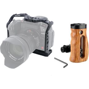 NICEYRIG GH7/GH6 Cage Kit with Wooden Side Handle for Panasonic Lumix GH7 GH6, DSLR Camera Videomaking Rig Stabilizer with Quick Release Plate for ARCA-Style, Cold Shoes