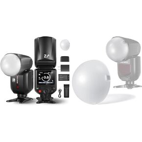NEEWER Z2-C 2.4G TTL Round Head Flash Speedlite for Canon, 76Ws Speedlight with Dome Diffuser, Upgraded UI and M12 Magnetic Dome Diffuser for Round Head Speedlite Flash