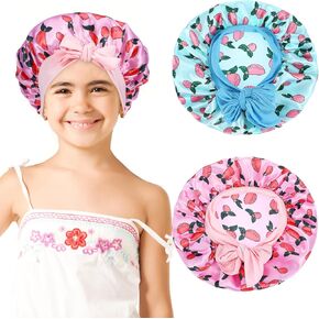 Sleep Bonnet for Kids, 2 Pack Adjustable 10.6 Inch Toddler Satin Bonnet - Cute & Reusable Double Layer Soft Elastic Design for Boys Girls Sleeping (Ages 2-8, Pink & Light Blue)