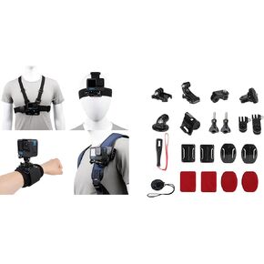 Accessories Set for GoPro Hero 13/12/11/10/9/8/7/6/5/4,New Quick Release Head Strap Mount + Chest Mount Harness + Backpack Clip Holder + 360°Rotating Wrist Strap,Universal Action Camera Accessory Kit