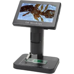 Digital Microscope, 1080P 1000X Magnification, 5in Screen, 8X Zoom, 3 Lighting Modes, Double Focus Adjustment, Dual Power Supply, Suitable for Soldering Research