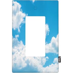 Cloudy Sky Single Rocker Switch Plate Blue Sky With Clouds Nursery Wall Plate 1 Gang Standard Plug Cover for GFCI Outlet Home Decorative Office