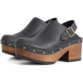 Kebba - Stella - Handmade Platform Clogs with Genuine Leather and Adjustable Buckle, Crafted for Comfort and Style