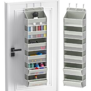 LONGD 6-Tier Over Door Organizer for Baby Clothes & Hats - 55lb Weight Capacity with Grid Shelves & Wall Storage