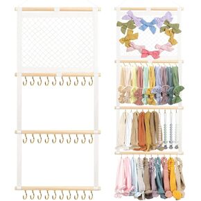 POVETIRE Headband Holder Hair Bows Organizer for Girls,Baby Headbands Hair Accessories Organizer Storage Wall Hanging Decor for Nursery Toddler Girls Room