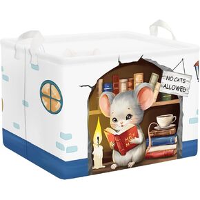 Clastyle Mouse Reading Book Shelf Basket for Classroom Collapsible Toy Gift Kid Storage Basket Baby Clothes Organizer Nursery Bin