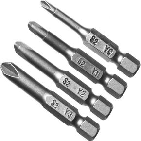 4 Pcs 1/4" Hex Shank Alloy Steel Tri-wing Y Shape Magnatic Screwdriver Drill Bits Set Spanner Screwdriver Bits Y0 Y1 Y2 Y3 50MM Length