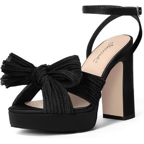 Mucccute Bow Enels for Women Chunky Platform Cheels with kal strap open tee heel heeled sandals bridal wedding shies shoes shoes in Kuwait