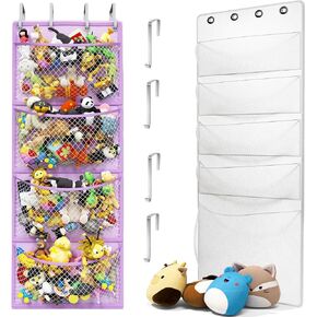 Honeyera Complete Plush & Toy Storage Bundle Purple محشو بالحيوانات وحامل Squishmallow - تثبيت سريع ، مثالي للمساحات الصغيرة