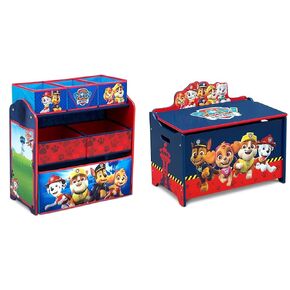 Delta Children 6 Bin Design and Store Toy Organizer - Greenguard Gold Certified, Nick Jr. PAW Patrol & Deluxe Toy Box, PAW Patrol