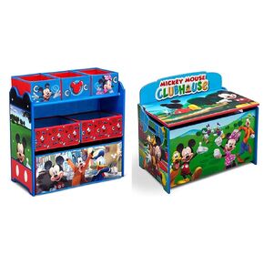 Delta Children Disney Mickey Mouse 6 Bin Design and Store Toy Organizer & Deluxe Toy Box, Disney Mickey Mouse