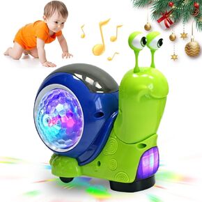 Luminous Snail Toy, 2025 New Baby Toddler Electric Musical Snail Toy, Musical Crawling Toys, Play Music Light-Up Walking Dancing Moving Interactive Sensory Toy for Home