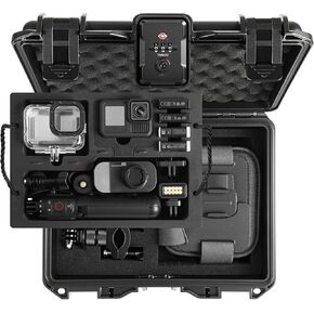 Case Organizer for GoPro Hero 13, Lockable TSA Dual Layer Waterproof Hard Carrying Case for GoPro Hero 12/11/10/9/8/Media Mod/Volta/Creator Edition/Action Camera and Other Accessories