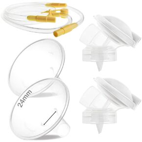 NENESUPPLY Pump Parts with 24mm Flanges Compatible with Medela Pump in Style Maxflow Breastpump and Personalfit Flex. Incl. Flange Membrane Connector Tubing Valve. Not Original Medela Pump Parts