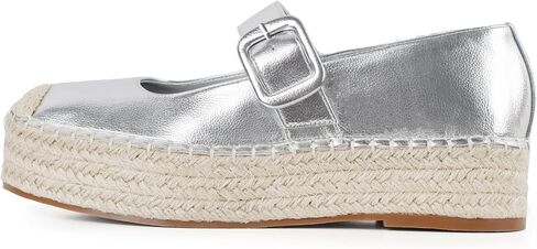 Women's Platform Mary Janes Shoes Women Espadrilles Flats Leather Round-Toe Buckle Strap Espadrilles Mary Janes for Women in Saudi Arabia