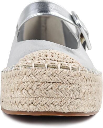 Women's Platform Mary Janes Shoes Women Espadrilles Flats Leather Round-Toe Buckle Strap Espadrilles Mary Janes for Women in Saudi Arabia