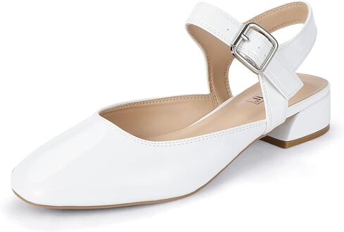 IDIFU Slingback Flats for Women Mary Jane Ballet Flats Square Toe Low Heel Ankle Strap Dress Shoes for Women Comfortable Wedding Bridal Work Office Trendy Dressy Casual Flats Shoes in Saudi Arabia
