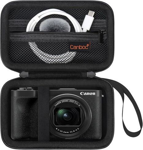 Canboc Carrying Case for Canon PowerShot V1 Hybrid Digital Camera, Point and Shoot 4K Video Vlogging Camera Bag, Zipper Mesh Pocket fits USB Cable, Batteries, Black(Case Only) in Kuwait