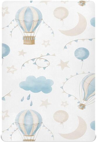 CEBUGI Stretchy Crib Sheet for Baby Boy Girl,Hot Air Balloon Portable Mini Fitted Pack N Play Playard Sheet for Neutral,Ultra Soft Material,Full Standard Toddler Mattresses,M in Kuwait