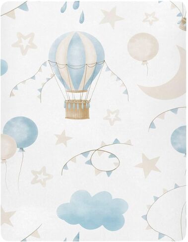 CEBUGI Stretchy Crib Sheet for Baby Boy Girl,Hot Air Balloon Portable Mini Fitted Pack N Play Playard Sheet for Neutral,Ultra Soft Material,Full Standard Toddler Mattresses,M in Kuwait