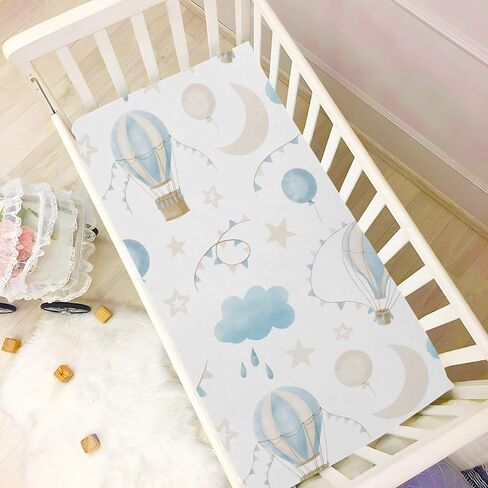 CEBUGI Stretchy Crib Sheet for Baby Boy Girl,Hot Air Balloon Portable Mini Fitted Pack N Play Playard Sheet for Neutral,Ultra Soft Material,Full Standard Toddler Mattresses,M in Kuwait