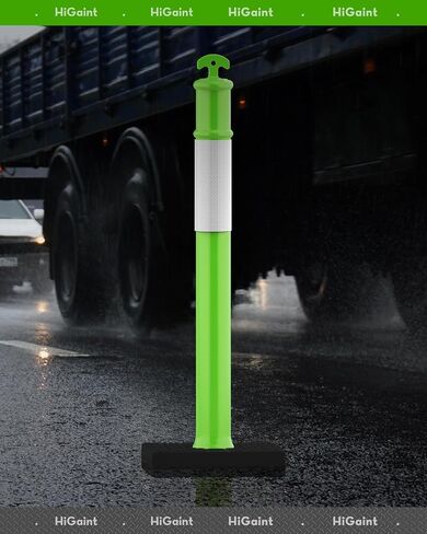[3 Pack] HiGiant 45 Inches Traffic Delineator Posts with 10 Lbs Weighted Rubber Base,Orange Safety Post Cones with Reflective Band for Parking Lot, Construction Work in Saudi Arabia