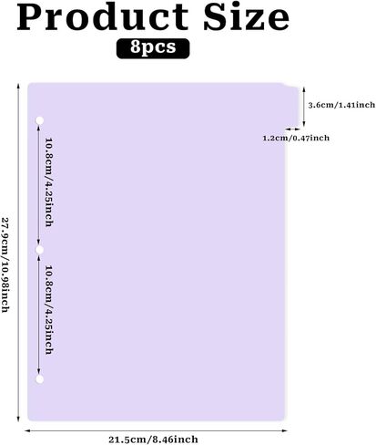 3-Ring Binder Plastic Divider Set, 8-Tab Sturdy Plastic Dividers, Binder Dividers with Tabs, Pink Binder Dividers, Aesthetic Dividers for Binder, Suitable for Notebooks and Binders(Pink) in Kuwait