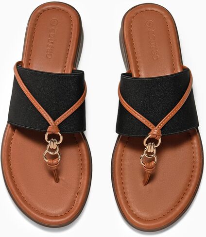 Coutgo Womens Flip Flops Wedge Sandals argy Beach Flats Summer Summer Slip على أحذية النعال الممتدة in Kuwait