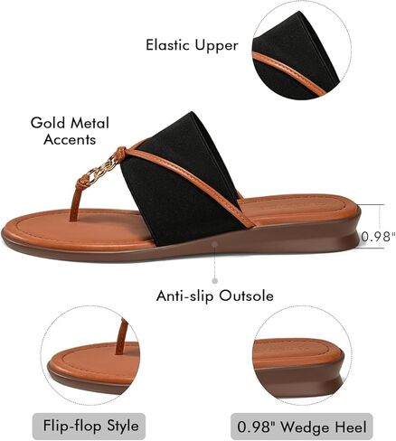 Coutgo Womens Flip Flops Wedge Sandals argy Beach Flats Summer Summer Slip على أحذية النعال الممتدة in Kuwait