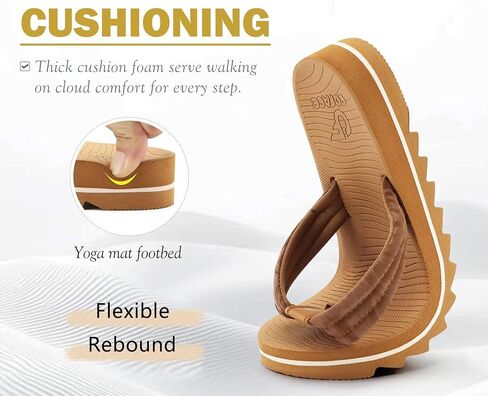 COFACE Womens Arch Support Flip Flops Yoga Mat Comfortable Thick Cushion Walking Thong Sandals Lightweight Slip On Summer Beach Slippers in Kuwait