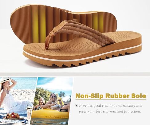 COFACE Womens Arch Support Flip Flops Yoga Mat Comfortable Thick Cushion Walking Thong Sandals Lightweight Slip On Summer Beach Slippers in Kuwait