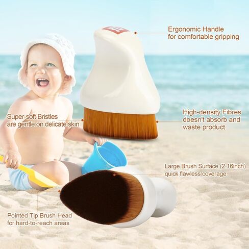 Sunscreen Applicator for Kids,Sunscreen Brush Sunblock Applicator with Protective Case for Kids,Baby,Adult,Beach Essentials for Sunscreen, Suncream and Sun Lotions (White A) in Saudi Arabia