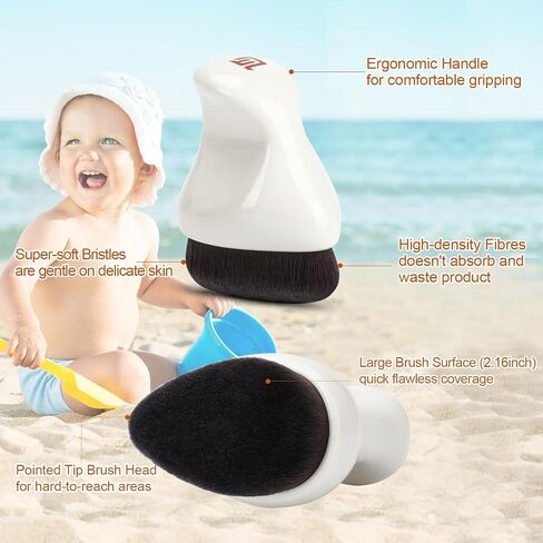Sunscreen Applicator for Kids,Sunscreen Brush Sunblock Applicator with Protective Case for Kids,Baby,Adult,Beach Essentials for Sunscreen, Suncream and Sun Lotions (White A) in Saudi Arabia