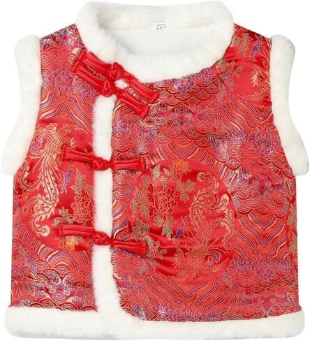 Mud Kingdom Boys Girls Chinese New Year Vest Fleece Lining Sleeveless Outerwear in Kuwait